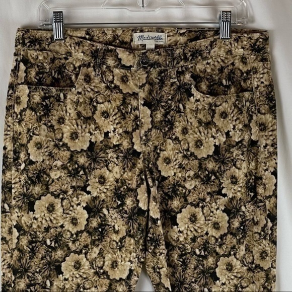 Madewell Lightweight Corduroy Brown & Cream Floral Jean Pants NWOT - Picture 2 of 12